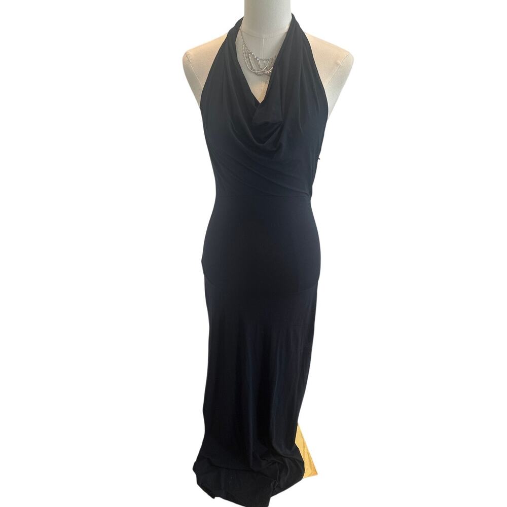 Gryphon New York Black Cowl‑Neck Maxi Dress — Small — Navy Blue